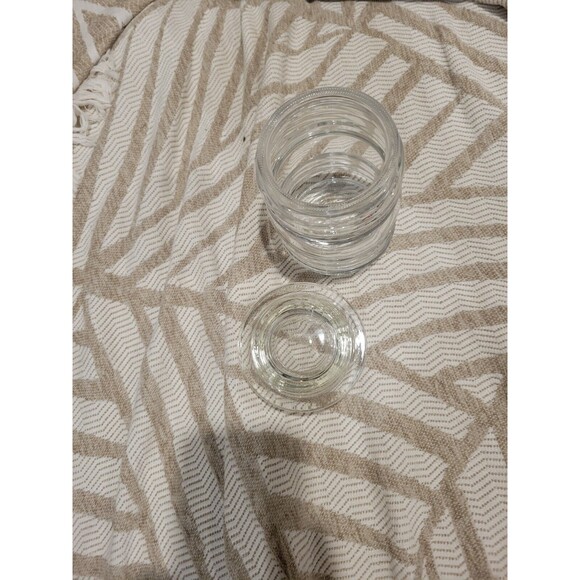 Vintage Glass Jelly Jar Shaped Clear Ribbed Outdoor Porch Globe with Lid - Picture 3 of 6